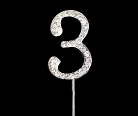 Bake Boss Number 3 Diamante Topper 4.5cm