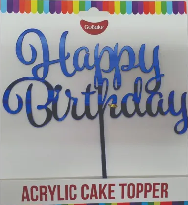 GoBake Happy Birthday Blue Acrylic Cake Topper
