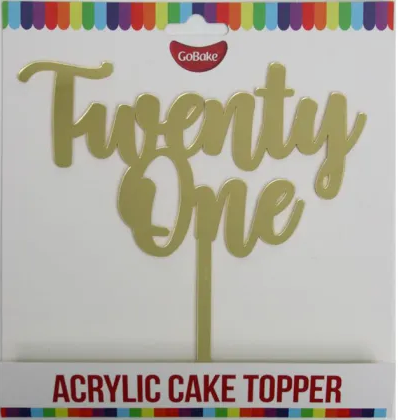 GoBake Twenty One Gold Acrylic Cake Topper