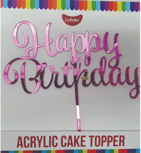 GoBake Happy Birthday Pink Acrylic Cake Topper