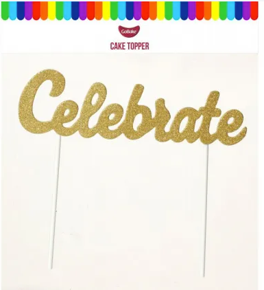 GoBake Celebrate Gold Paper Cake Topper