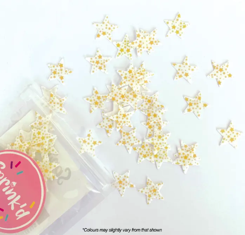 Sprink’d Gold & White Star Wafer Sprinkles 2g