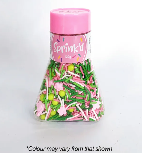 Sprink'd Dessert Bloom Mash Up Sprinkle Mix 120g (White, Pink, Green) (Jimmies, Flower, Cactus, Sugar Balls)
