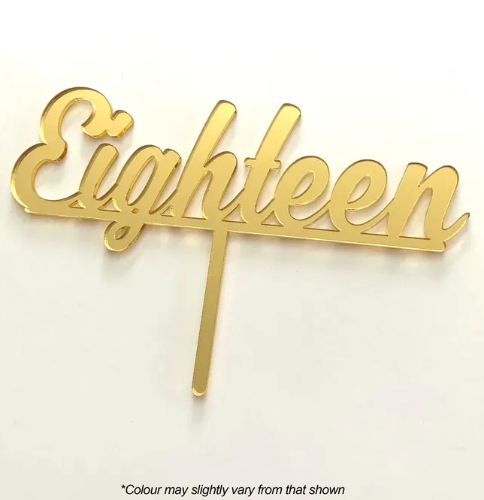 Cake Craft Eighteen Gold Mirror Acrylic Cake Topper