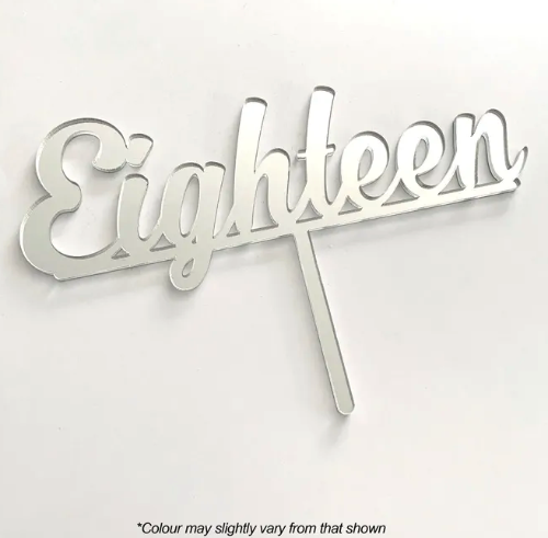Cake Craft Eighteen Silver Mirror Acrylic Cake Topper