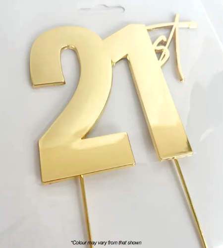 Cake Craft 21st Metal Cake Topper Gold 9cm