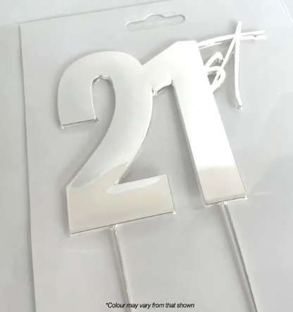 Cake Craft 21st Metal Cake Topper Silver 9cm