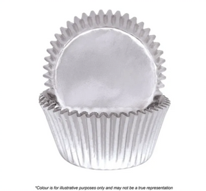Cake Craft Foil Silver Baking Cups 408 (44x30mm) pack of 72