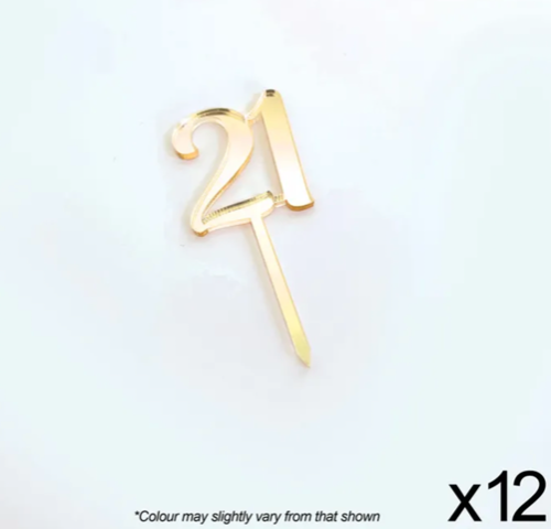 Cake Craft #21 Gold Mirror Acrylic Cupcake Toppers 3.5cm Pack of 12 