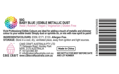 Vivid Edible Metallic Dust Baby Blue 50g | BB 04/26