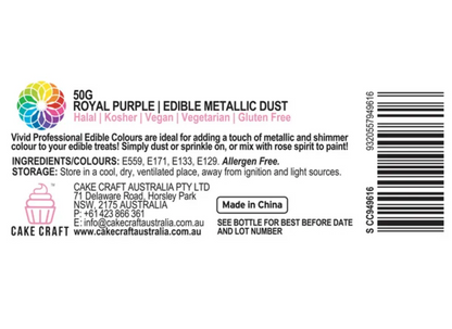 Vivid Edible Metallic Dust Royal Purple 50g | BB 04/26