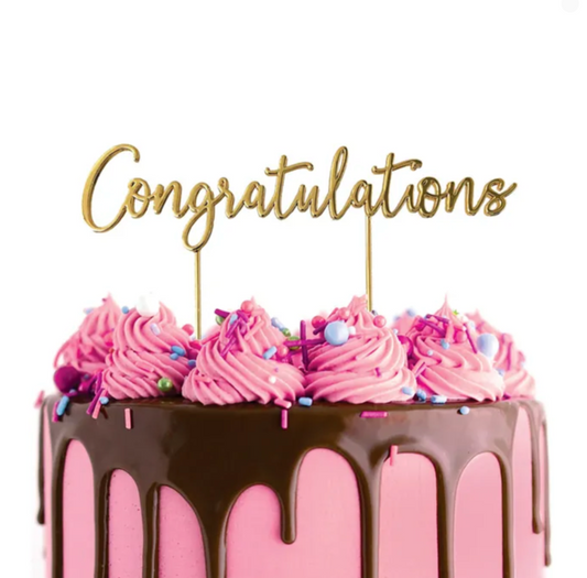 Cake Craft Congratulations Metal Cake Topper Gold