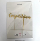 Cake Craft Congratulations Metal Cake Topper Gold