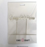 Cake Craft Congratulations Metal Cake Topper Silver