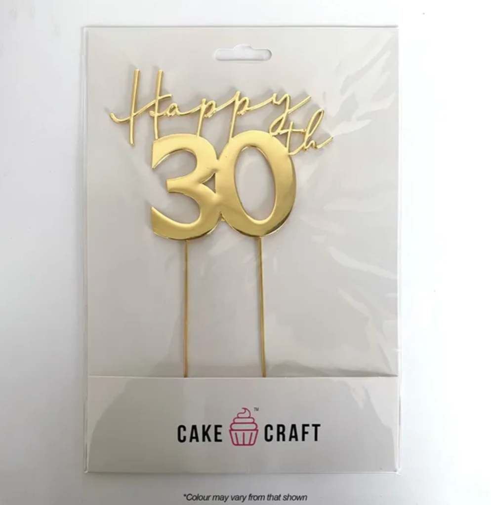 Cake Craft Gold Happy 30th Metal Cake Topper