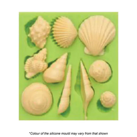 silicone mould with 10 assorted sized shells