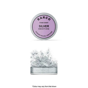 barco lilac label silver food lustre dust 10ml pot
