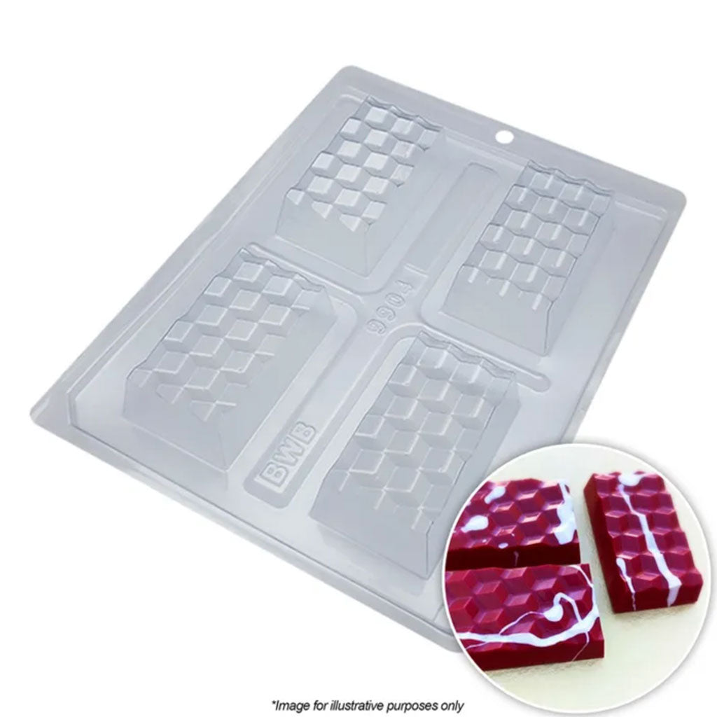 BWB Mini textured slab plastic chocolate mould 3 piece