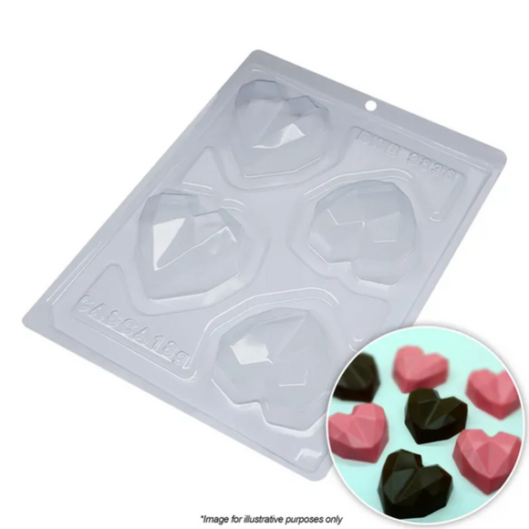 BWB Small Geo Heart Chocolate Mould 3 Piece