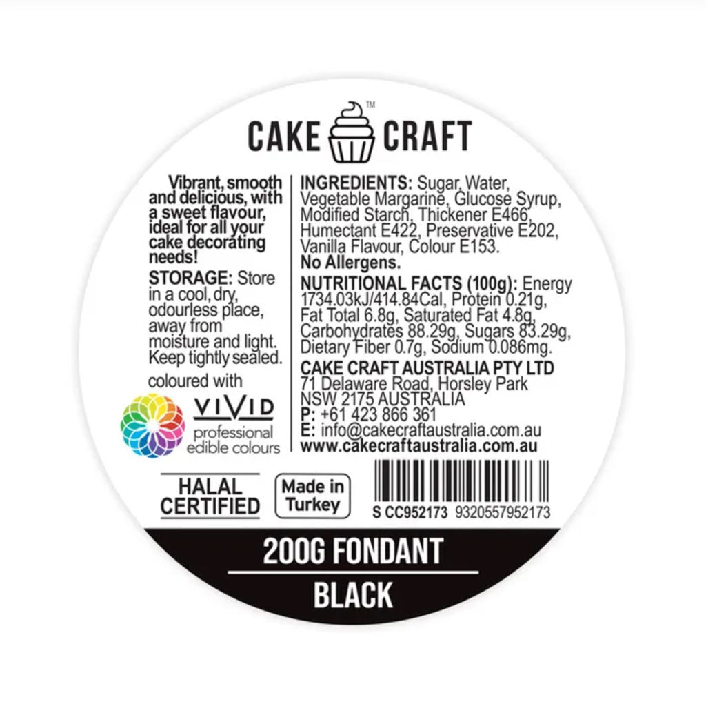 cake craft black fondant icing label information