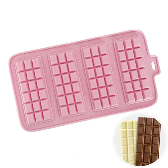 chocolate block pink silicone mould which makes 4 chocolate blocks