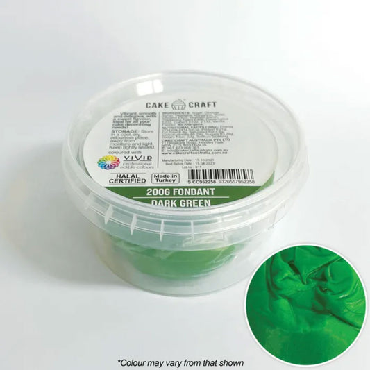 cake craft dark green fondant icing 200g in pot