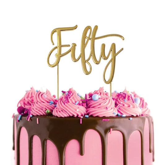 Cake Craft Metal Cake Topper Fifty Gold