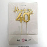 Cake Craft Happy 40th Metal Cake Topper in packaging