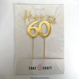 Cake Craft Happy 60th Metal Cake Topper in packaging