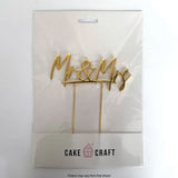 Cake Craft Mr & Mrs Gold Metal Cake Topper in packaging