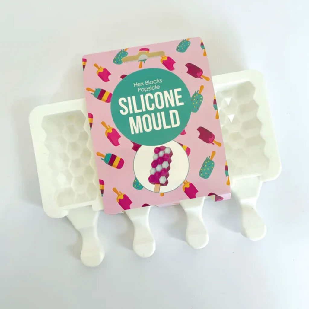 Cake Craft Hex Blocks Silicone Popsicle Mould laid out to show