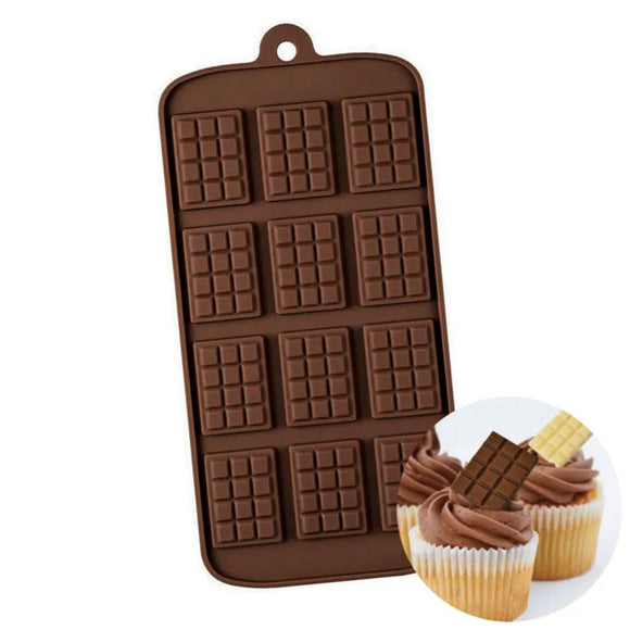 mini chocolate block silicone mould with example in corner