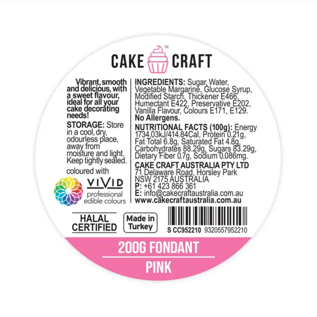 cake craft pink fondant icing label information