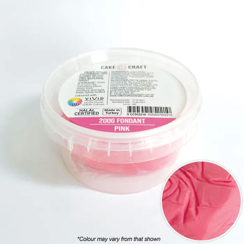 cake craft pink fondant icing 200g in pot