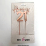 Cake Craft Happy 21st Metal Cake Topper in packaging