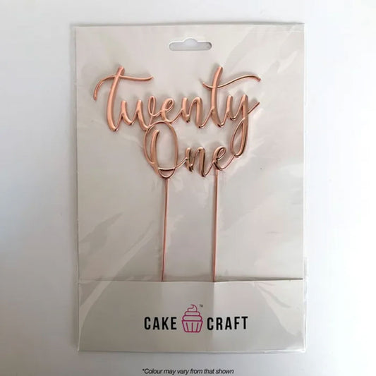 Cake Craft Metal Cake Topper Twenty One Rose Gold