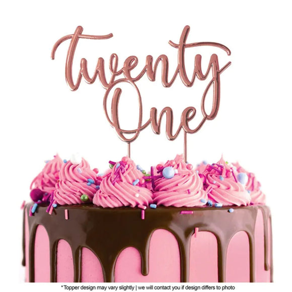 Cake Craft Metal Cake Topper Twenty One Rose Gold