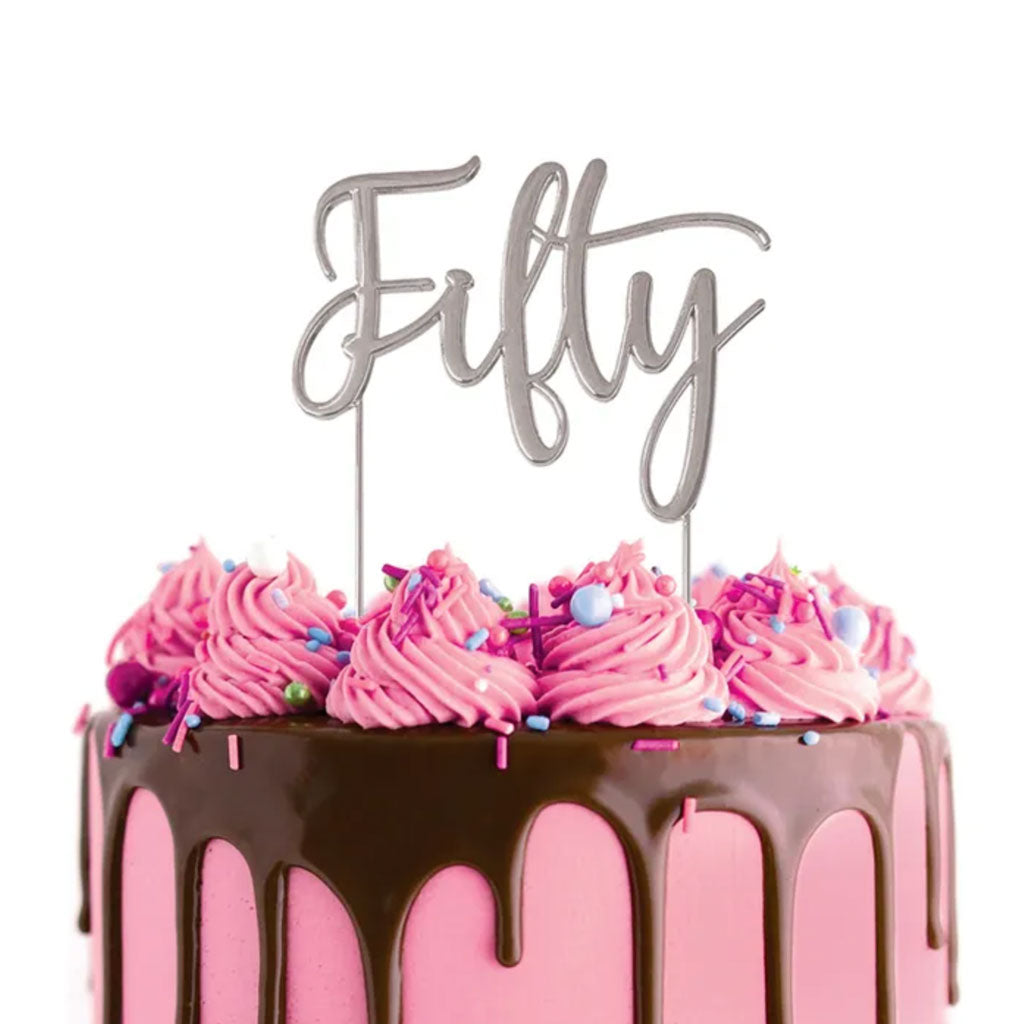 Cake Craft Metal Cake Topper Fifty Silver