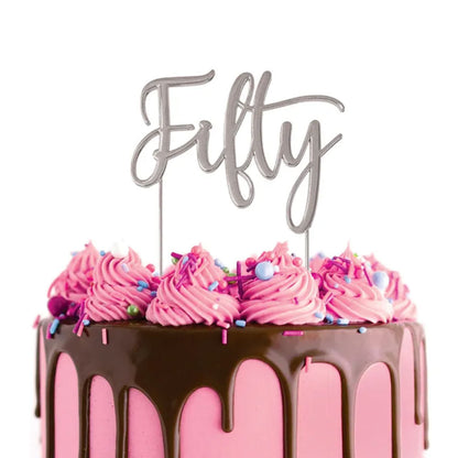 Cake Craft Metal Cake Topper Fifty Silver
