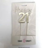 Cake Craft Happy 21st Metal Cake Topper in packaging