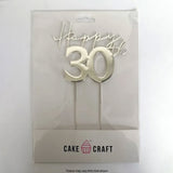 Cake Craft Metal Cake Topper Happy 30th Silver