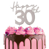 Cake Craft Metal Cake Topper Happy 30th Silver