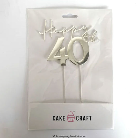 Cake Craft Happy 40th Metal Cake Topper in packaging