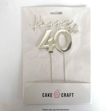 Cake Craft Happy 40th Metal Cake Topper in packaging