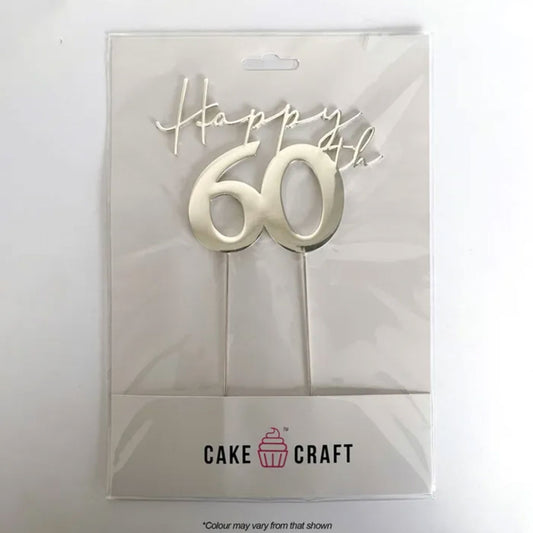 Cake Craft Happy 60th Metal Cake Topper in packaging