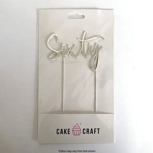 Cake Craft Metal Cake Topper Sixty Silver