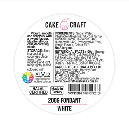 cake craft white fondant label information