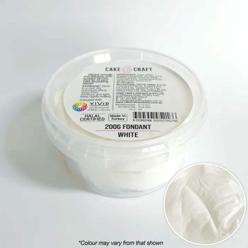 cake craft white fondant 200g in pot 