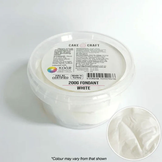cake craft white fondant 200g in pot 