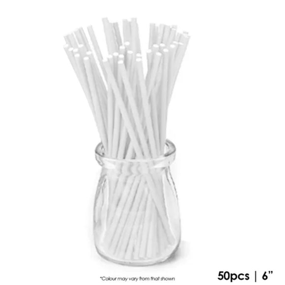 white paper pop sticks in clear glass jar